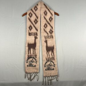 Puerto Monte Chile Alpaca Wool Blend Unisex Reversible Scarf Light & Mocha Brown